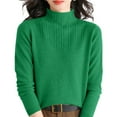 thumbnail image 4 of WTXUE Turtleneck Sweatshirt Crochet Sweaters High Neck Long Sleeved Textured Printed Knitted Base Layer Loose Inner Sweater Oversized Sweatshirt Half Zip Pullover Womens Sweatshirt Green L, 4 of 9