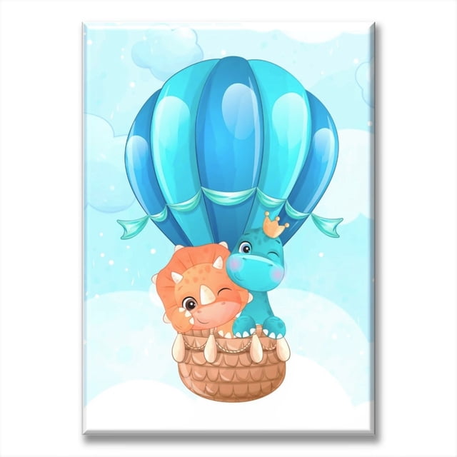 Cuadro Canva Listo Para Colgar Tipo Galería Dinosaurios Globo 60X90 cm Pixtreats