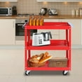 thumbnail image 6 of Aukfa 3-Tier Utility Cart on Wheels, 450 lb Heavy Duty Rolling Tool Cart for Warehouse, Garage, Red, 6 of 10