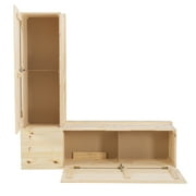 Linon Troyin Rustic Backless Corner Nook with Storage in Solid Unfinished Pine