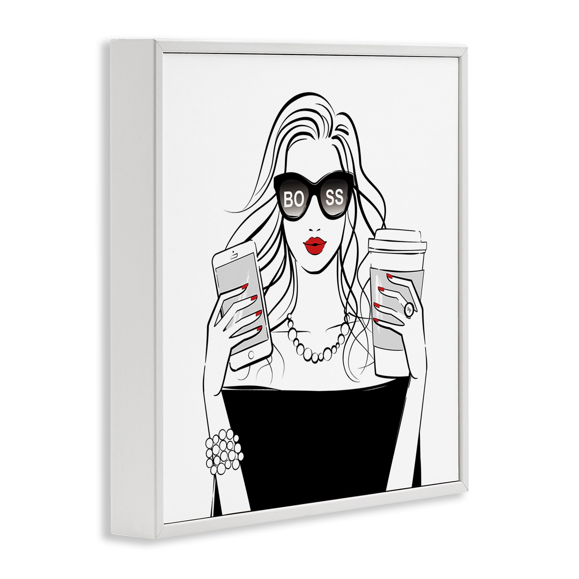 Stupell Industries Chic Boss Morning Coffee Moment White Framed Giclee Art, design by Martina Pavlova