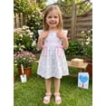 thumbnail image 4 of BemeyourBBs Kids Toddler Baby Girl Fathers Day Dress Outfit I Love My Dad  Fly Sleeve Floral Print A-Line Front Bow Smocked Dress Toddler Baby Girls Summer Dress, 4 of 9