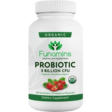 Organic Probiotic Gummies, 5 Billion CFU per serving, 60 Count, Vegan, Supports Digestive Health and Immune Defense, for Women and Children; Strawberry Flavor