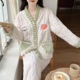 thumbnail image 4 of Conjuntos de pijamas cálidos de invierno para mujer, ropa de dormir de franela gruesa de lana de Coral, ropa de casa Kawaii, ropa de dormir de manga larga, 4 of 5
