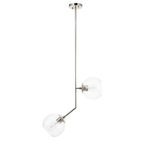Living District LD8039D8C Ryland 2 Light Chrome & Clear Glass Pendant