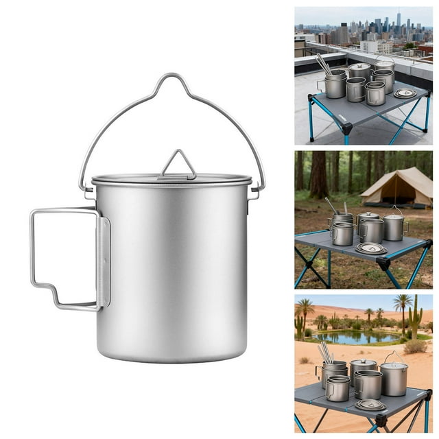 Ensemble de Batterie de Cuisine de Camping pour Sac à Dos, Randonnée, Pique-Nique en Plein Air, Distribution Efficace de la Chaleur, Construction Durable