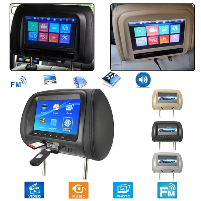 Flmtop Universal 7 Inch Car Headrest Monitor Rear Seat Entertainment Multi-media Player