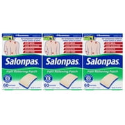 3 Pack Salonpas Pain Relieving Patches, Works For 8 Hours 60 Per Box (180 Total)