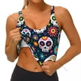 thumbnail image 5 of Yoga Vest Women Gym Sports Crop Tops Day Of Dead Skull Streetwear Workout Breathable Tank Top Female, 5 of 7