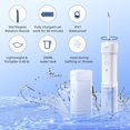 thumbnail image 2 of Portable cordless water flosser, travel size foldable storage 5 modes, 200ml telescopic water floss cleaning device, 7 waterproof rechargeable, 5 nozzles 360 degree rotation (white), 2 of 4