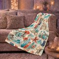 thumbnail image 5 of Coastal Cowgirl Surf Flannel Blanket with Western Boots and Surfboards, Ocean Waves, Horse and Shells Throw for Beach House and Guest Room, Home Decor Gift for Ocean Rodeo Fans, 5 of 7
