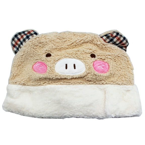 Adorable Piggy Face Hat - Cozy Pig Plush Hat With Tail ( One Size Fits Most)