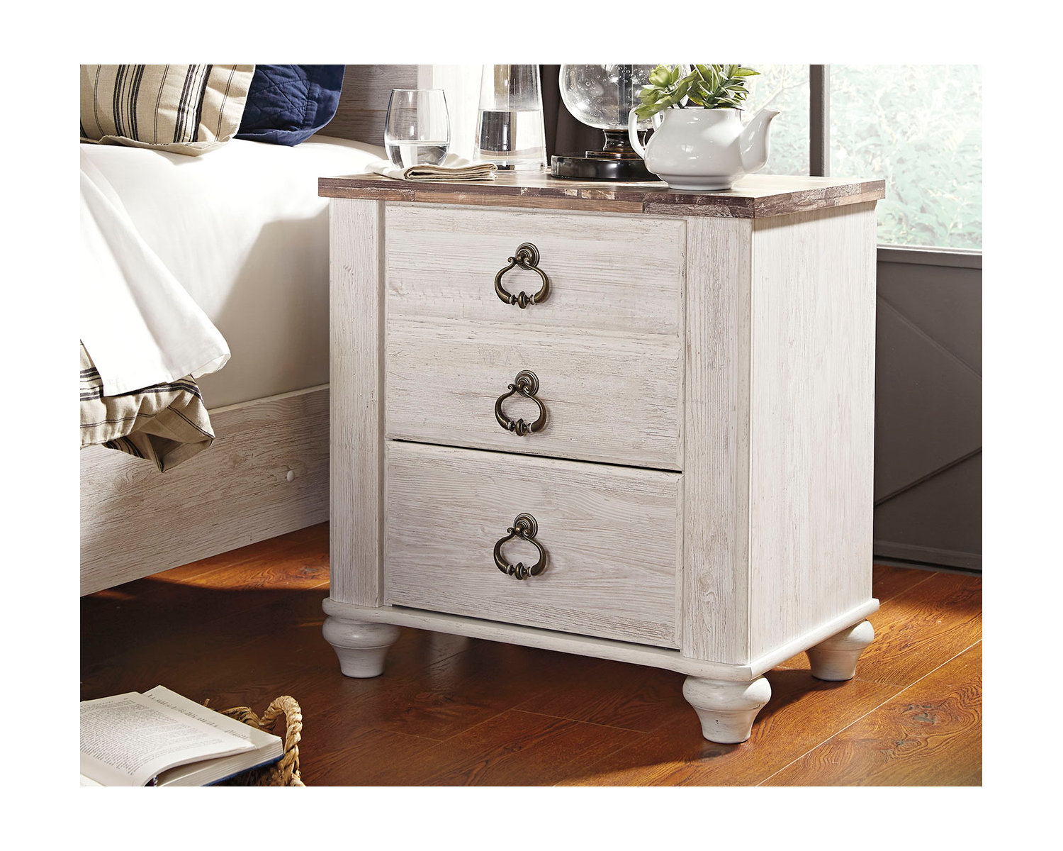 Signature Design by Ashley Willowtown Whitewash Nightstand