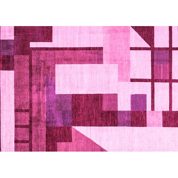 Ahgly Company Indoor Rectangle Oriental Pink Modern Area Rugs, 6' x 9'