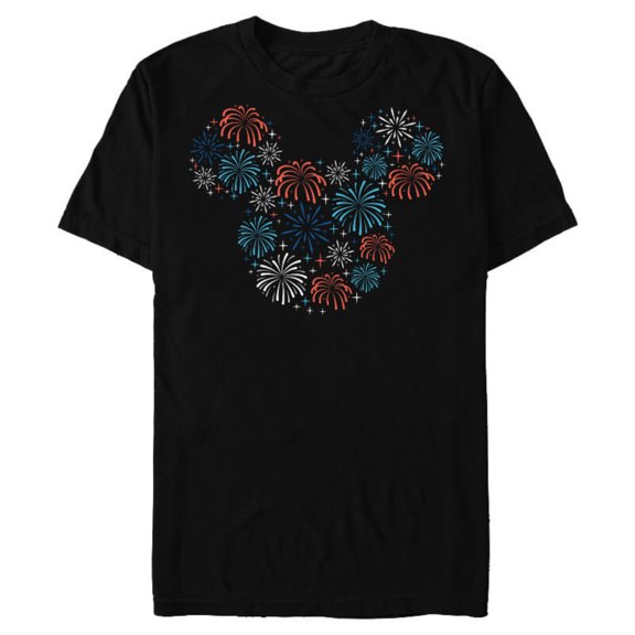 Disney Mickey Mouse Fireworks Americana - Short Sleeve Blended T-Shirt for Adults - Customized-Black