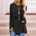 thumbnail image 2 of Mode Femme Décontractée Imprimé Col Rond T-shirt Manches Longues Ample Blouse Pull, 2 of 6
