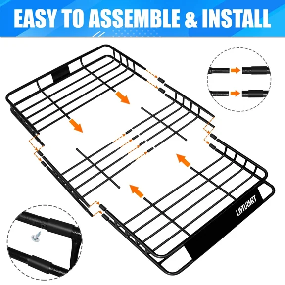 54" Heavy Duty Steel Roof Rack Basket Lockable Cargo Carrier for SUV/Truck
