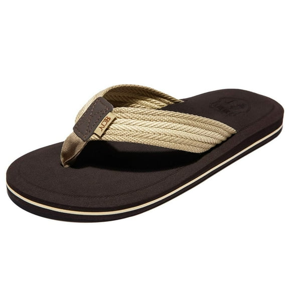 WOTTE Men's Classical Comfortable II Flip Flops Nylon Beige Size 10