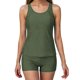 thumbnail image 4 of Traje de baño conservador de dos piezas para mujer, tankini, con sujetador acolchado, sin mangas, cuello redondo, de dos piezas, color liso, traje de baño de dos piezas para mujer, trajes de baño tank, 4 of 9