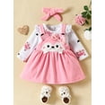 thumbnail image 3 of Cenuakty Baby Girls Autumn 3 Piece Outfits Long Sleeve Ruffle Romper and Fox Print Suspender Skirt Headband Sets, 3 of 8