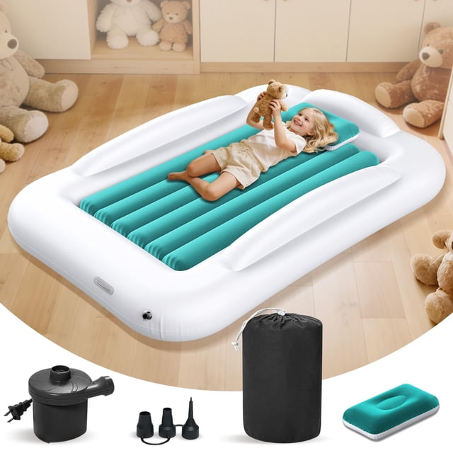 Cama Inflable de Viaje para Niños Pequeños Abdtech con Laterales de Seguridad y Bomba