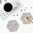 thumbnail image 5 of Pofeuu Christmas Elements Print Leather Coasters Set of 6, Round Cups Mugs Mat Pad for Home Kitchen Heat Resistant Drink Coasters,Hexagon, 5 of 7
