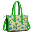 thumbnail image 2 of Teacher Tote Bag,Green Dinosaurs Ponds Pattern Teacher Utility Tote Bag,Large Work Tote Bags for Women with Multiple Pockets,Top Zipper Closure,13.8x10.6x6.7 Inch, 2 of 5