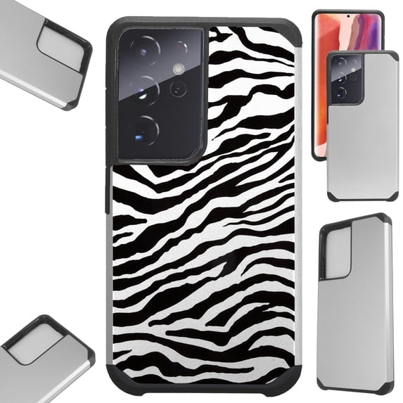 Compatible with Samsung Galaxy S22 Ultra 5G 6.8" Hybrid Fusion Guard Phone Case Cover (Zebra Skin )