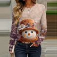 thumbnail image 7 of Women's Long Sleeve Shirts with Cute Print Graphic Tees Design, Blouses Casual Plus Size Basic Tops Pullover, Fashion Christmas Snowman Print Round Neck Top for Winter Wear,Orange,S, 7 of 7