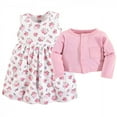 thumbnail image 2 of Luvable Friends Baby and Toddler Girl Dress and Cardigan 2pc Set, Pink Floral, 6-9 Months, 2 of 4