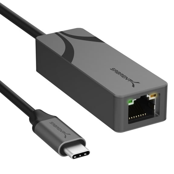 Sabrent 2.5Gigabit Ethernet Adapter - USB Type C - 5 Gbit/s Data Transfer Rate - 1 Port(s) - 1 - Twisted Pair - 2.5GBase-T - Portable - Black