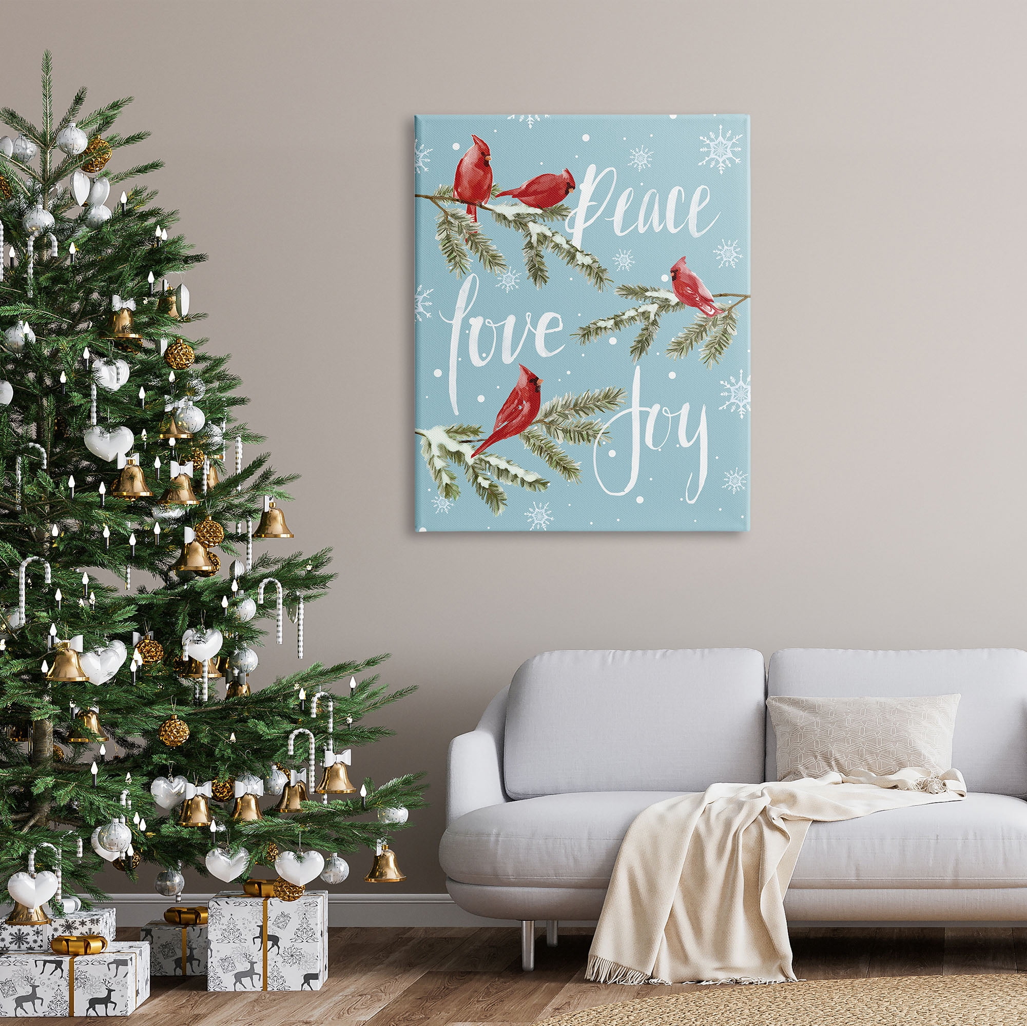 Stupell Industries Winter Cardinals Perched Holiday Painting Gallery Wrapped Canvas Print Wall Art, 36 x 48
