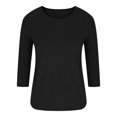 thumbnail image 4 of CHGBMOK Women's Casual 3/4 Sleeve T-Shirts Round Neck Cute Tunic Tops Basic Tees Blouses Loose Fit Pullover, 4 of 6