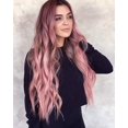 thumbnail image 5 of Pelucas rosadas largas coloridas para la peluca sintética natural de Ombre del pelo de las mujeres con las raíces oscuras, 5 of 5