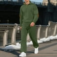 thumbnail image 2 of Stamzod Men Sweatsuits Sets Solid Color Stand Collar Long Sleeve Pullover Sweatshirts and Pants Casual Oversized Track Suit Men Outfits 2 Piece Army Green C XXXL, 2 of 6