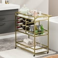 thumbnail image 2 of BENOSS 3-Tier Home Bar Cart with Wine Rack and Glass Cup Storage, Mobile Serving Wine Cart on Wheels, Modern Rolling Drink Trolley for Coffee Tea Wine, Beverage Bar Table for Home Kitchen Party, Black, 2 of 5