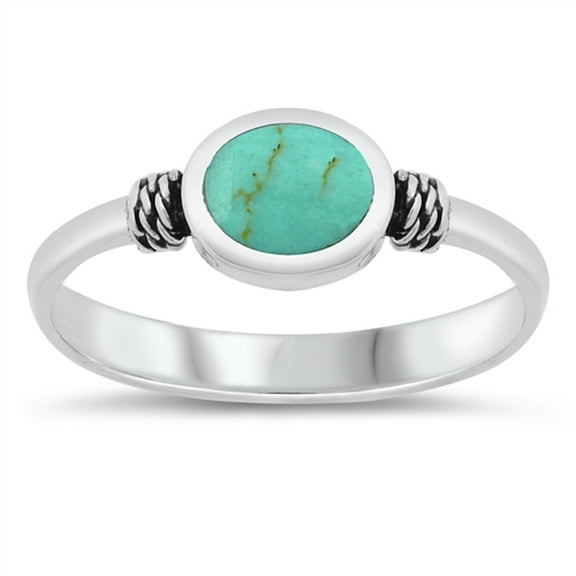 Cute Bali Rope Boho Ring .925 Sterling Silver Band Blue Cubic Zirconia Jewelry Female Male Size 5