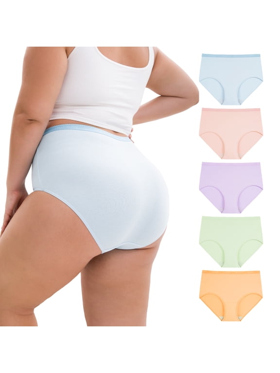 Women's Plus Size Cotton Underwear XL-6XL High Waisted Briefs Panties 5-Pack(3XL,Bloom)