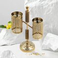 thumbnail image 4 of Candelabro de estilo europeo, candelero chapado en oro hueco tallado para boda, sala de estar, escritorio, festiva, centro de Doble BLESIY Portavelas de pilar, 4 of 7