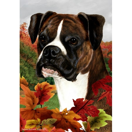 Boxer Brindle  Uncropped - Best of Breed Fall Leaves Large