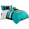 thumbnail image 6 of Chezmoi Collection 7-Piece Geometric Medallion Embroidery Bedding Comforter Set, Queen, Teal/Gray/Black, 6 of 9