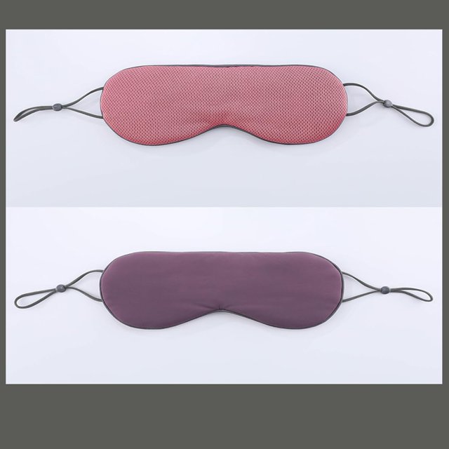 Sleep Blackout Eye Mask Lunch Break Sleeping Eye Mask Breathable Non-traceable Warm and Cool Double-Sided Ice Silk Eye Mask, 10*22cm, Rouge Pink + Purple