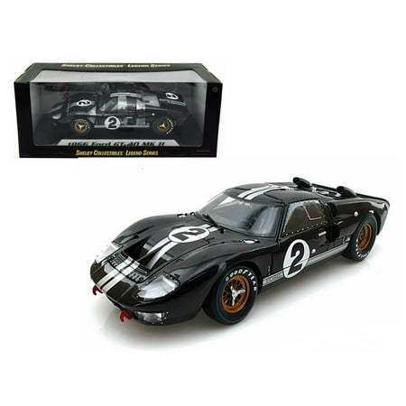 - 1966 Ford GT-40 MK 2 Black #2 1/18 Diecast Model Car by Shelby Collectibles
