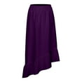 thumbnail image 4 of HXWCHs Women's Elegant High Waist Elastic Midi Skirt Flowy Solid Tiered Ruffle Hem Casual Swing Purple XXL, 4 of 8