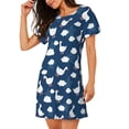 thumbnail image 2 of Fotbe Cute Goose On Blue Sky Pattern Women's Cotton Nightgown Sleepwear Short Sleeves Shirt Casual Print Sleepdress, 2 of 6