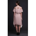 thumbnail image 4 of Bimba Robe Droite à Volants Imprimée Feuilles Roses pour Femmes Épaules Dénudées - TTTG, 4 of 6