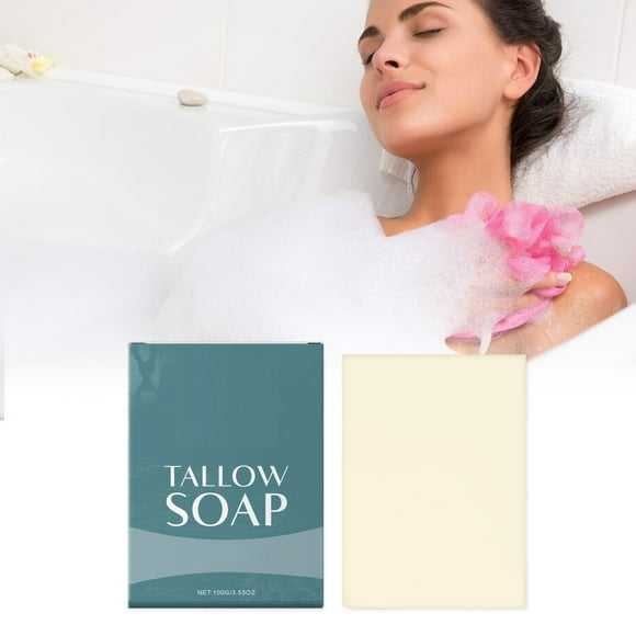 Summer Savings! Gspmoly Handmade Soaps, Tallow Soap Beef Tallow Soap Bar Grass Fed Tallow Soap Unscented Moisturizing Face Body Wash Great for Dry Itchy Sensitive Skin 100G Organic Soaps