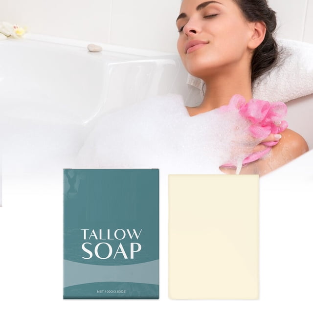 Jabón de Sebo En Barra, Sin Perfume, Hidratante Facial y Corporal, de Animales Alimentados con Pasto, 100 G | Jabón Suave para Pieles Secas y Sensibles con Picazón