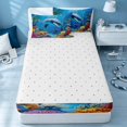 thumbnail image 4 of Erosebridal Marine Animal Zipper Twin Comforter Sets with Fitted Sheet and 2 Pillowcases, Cartoon Dolphin Zipper Bedding Set, Reversible, 4 of 7