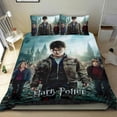 thumbnail image 1 of Harry Potter Conjunto de sábanas temático, trío de piezas, cómodo y amigable con la piel, diseño único, regalo de decoración para el hogar para familiares, amigos y fans, 90 cm * 190 cm, 1 of 6